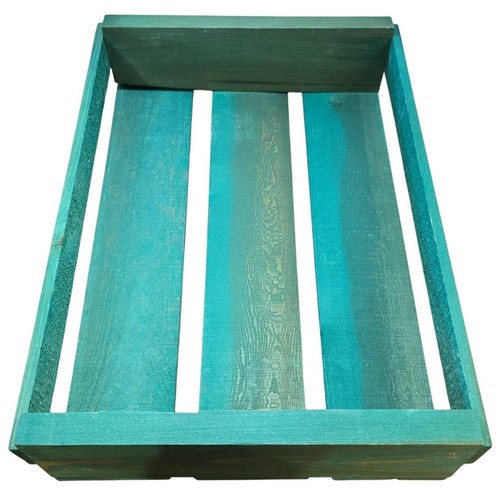 Green stained wooden box - wooden, crate